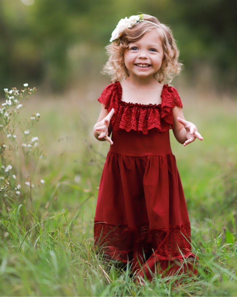 toddler maxi dress Clara Cotton & Lace Flutter Maxi Dress