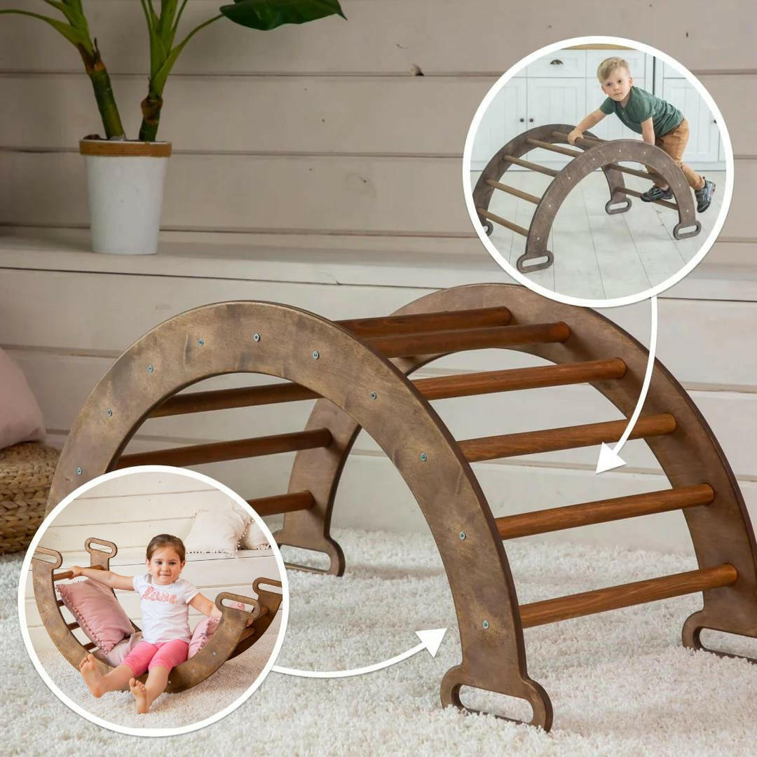 Climbing Arch Chocolate + Cushion - Montessori Climbers for Toddlers Goodevas