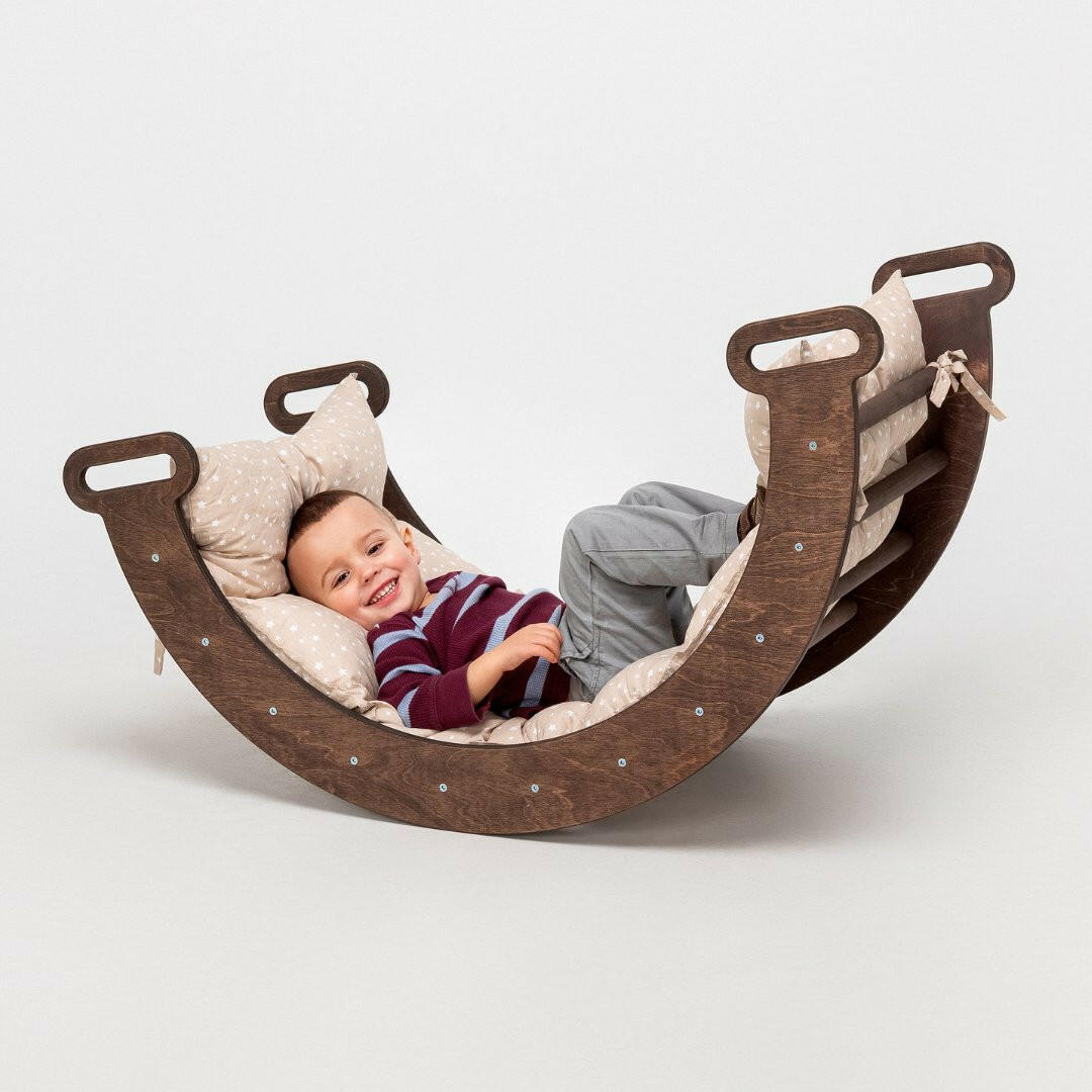 Climbing Arch Chocolate + Cushion - Montessori Climbers for Toddlers Goodevas Chocolate