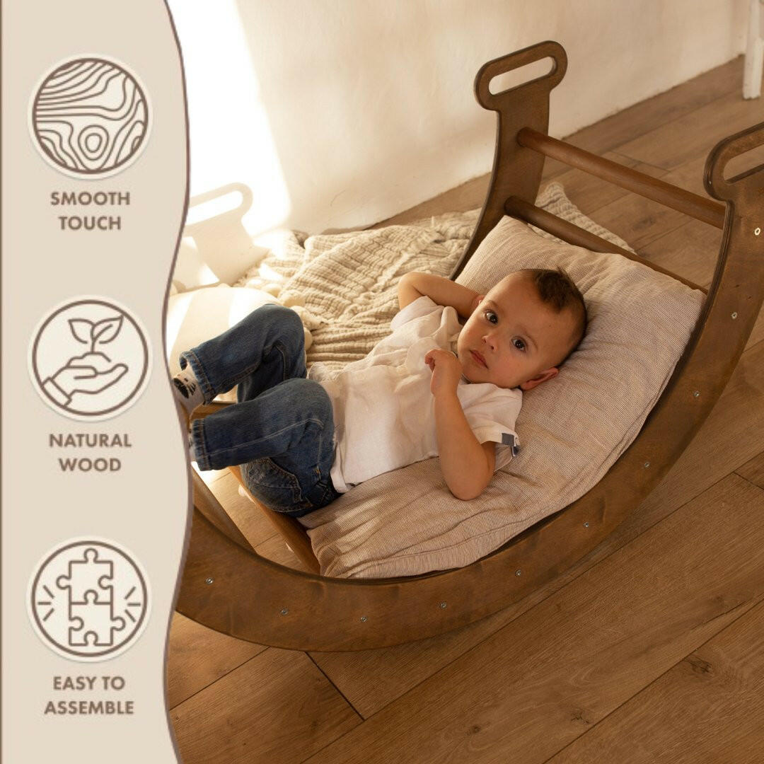 Climbing Arch Chocolate + Cushion - Montessori Climbers for Toddlers Goodevas