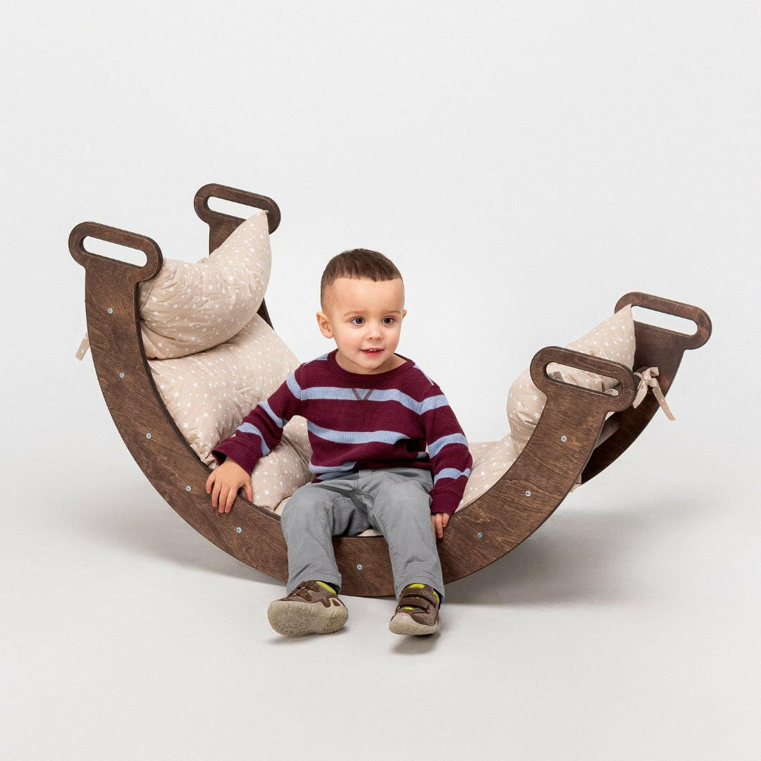 Climbing Arch Chocolate + Cushion - Montessori Climbers for Toddlers Goodevas