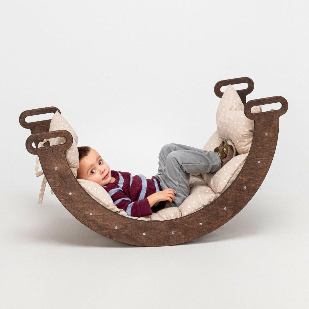 Climbing Arch Chocolate + Cushion - Montessori Climbers for Toddlers Goodevas