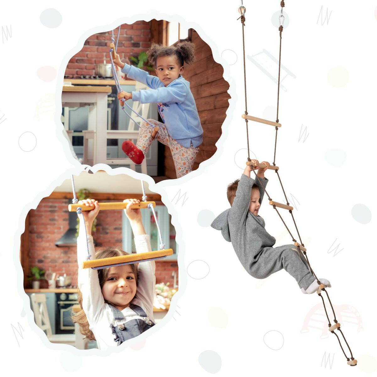 Climbing rope ladder for kids 3-9 y.o. Single Swing Goodevas