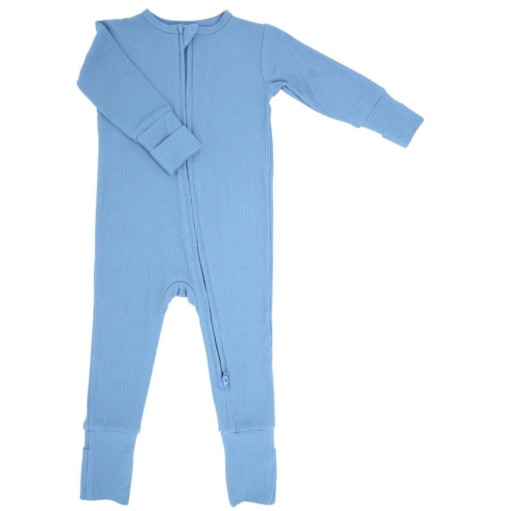 Convertible Romper - Denim Blue Ribbed