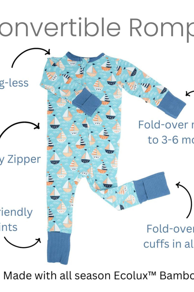 Convertible Romper - Little Slugger Aqua