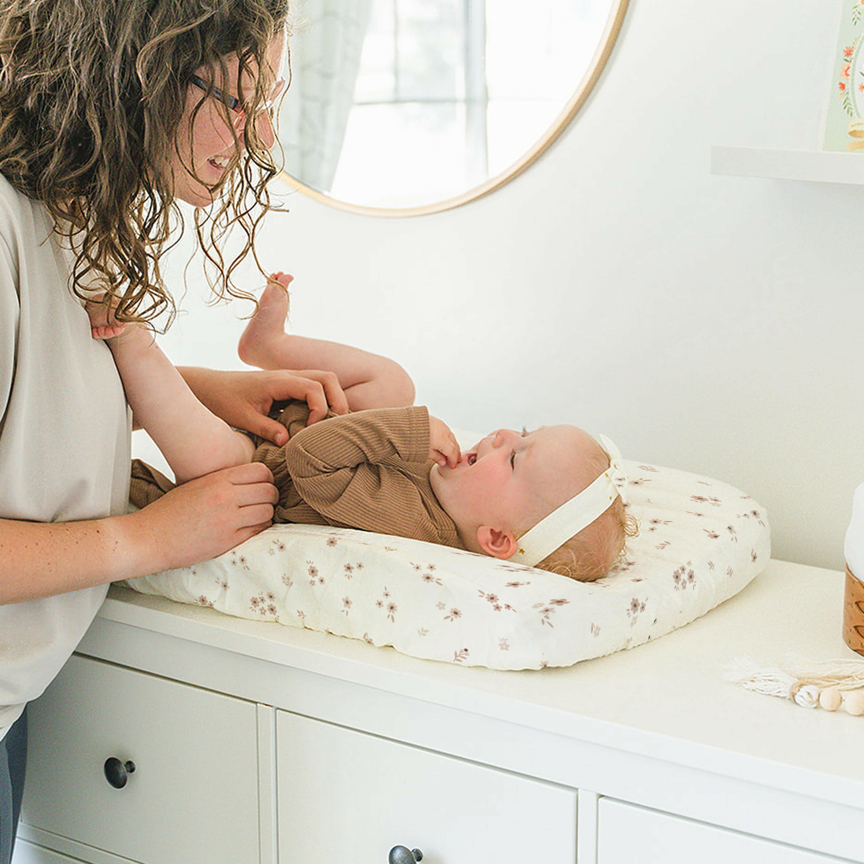 Organic Changing Pad Cover - Bloom Changing Pad Cover Makemake Organics