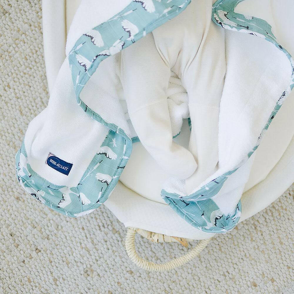 Crane Baby Hooded Towel Hooded Baby Towel Bebe au Lait