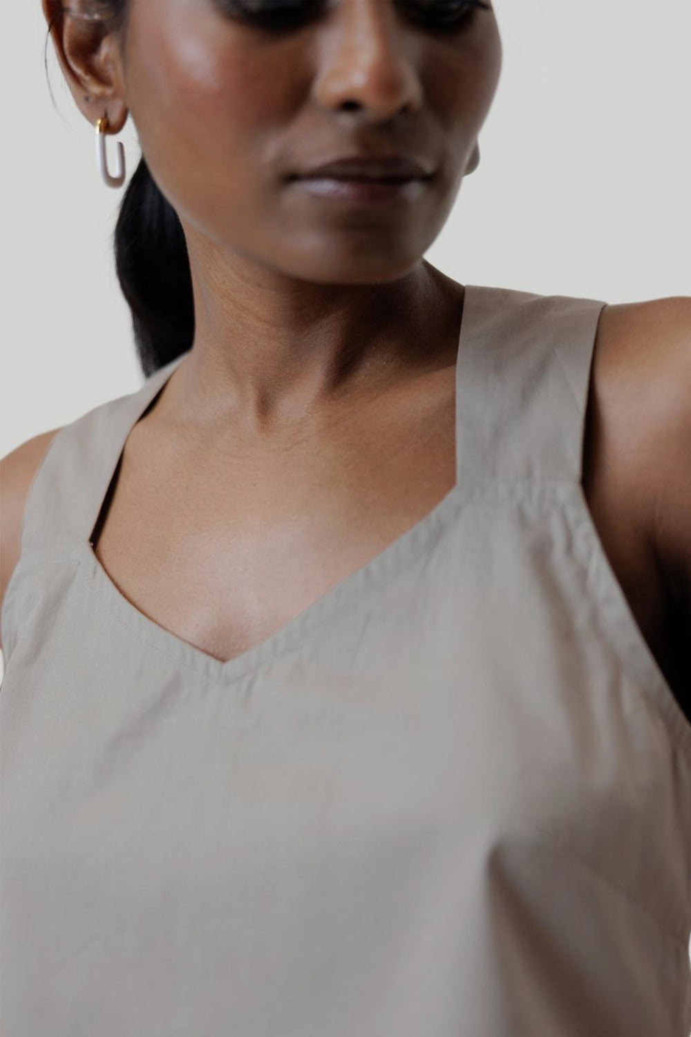 Crossback Tank Top - Poplin Ecru