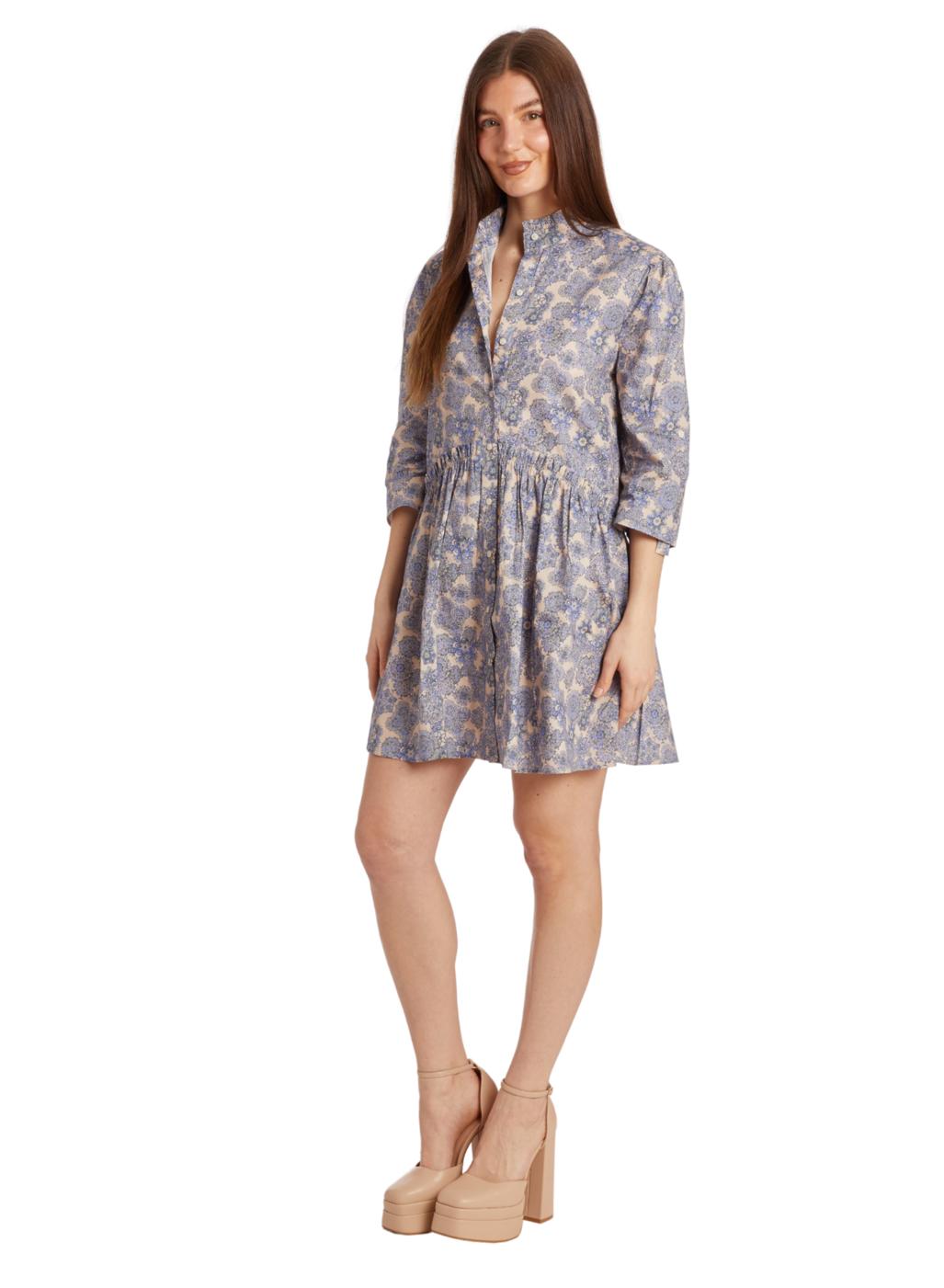 Cammie Ruffle Shirt Dress - Porto Lace