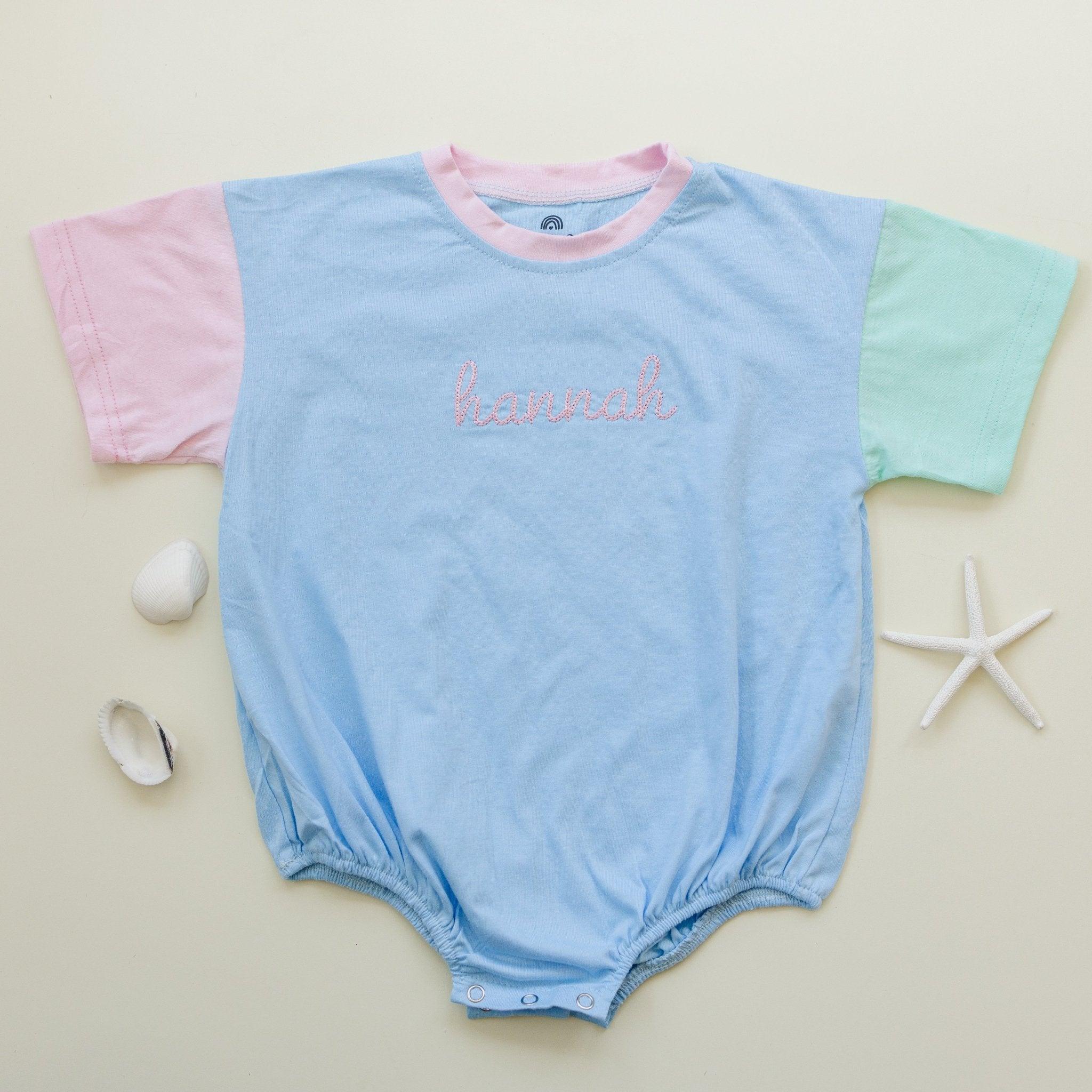 Custom Embroidered Baby Colorblock T-Shirt Romper