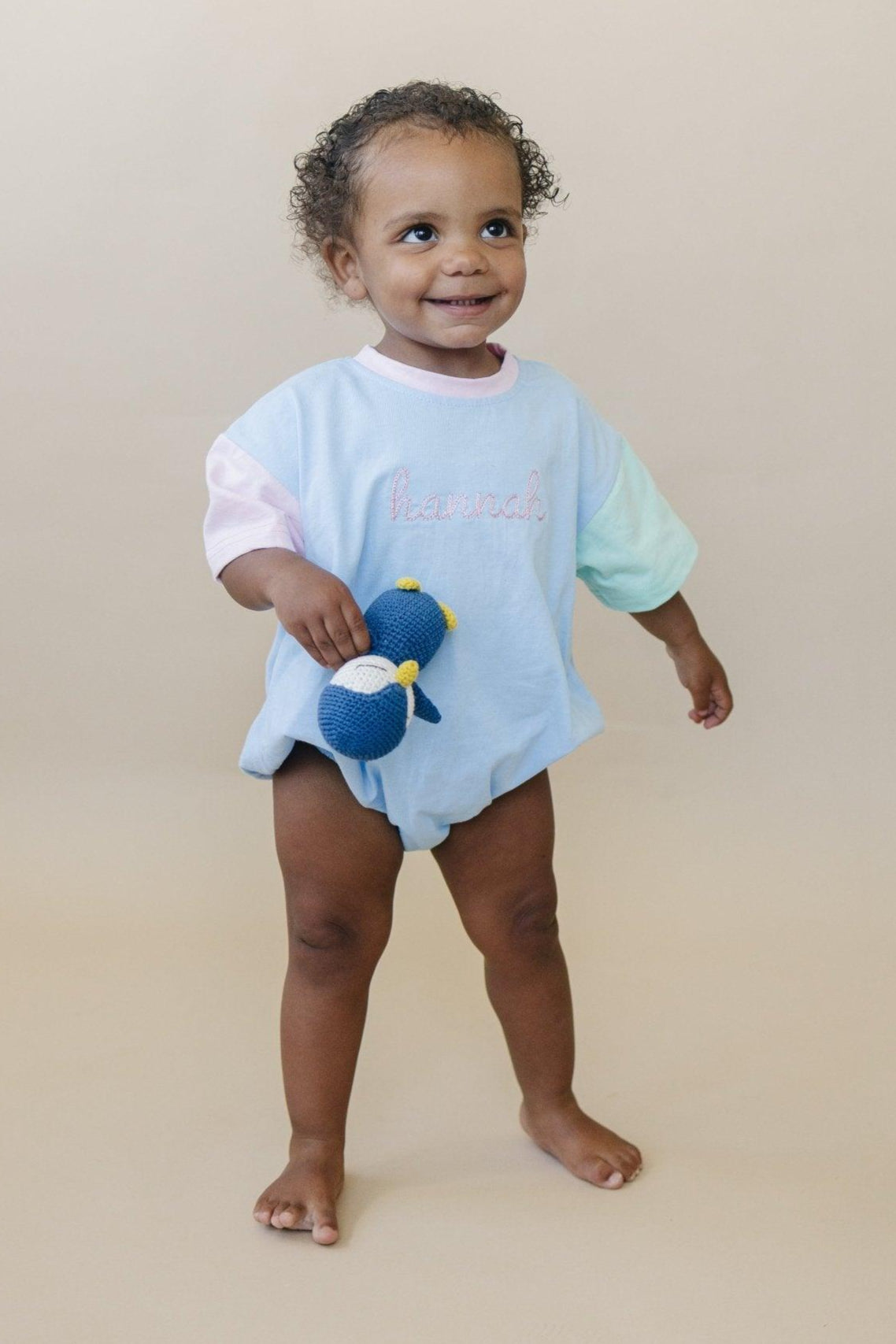 Custom Embroidered Baby Colorblock T-Shirt Romper
