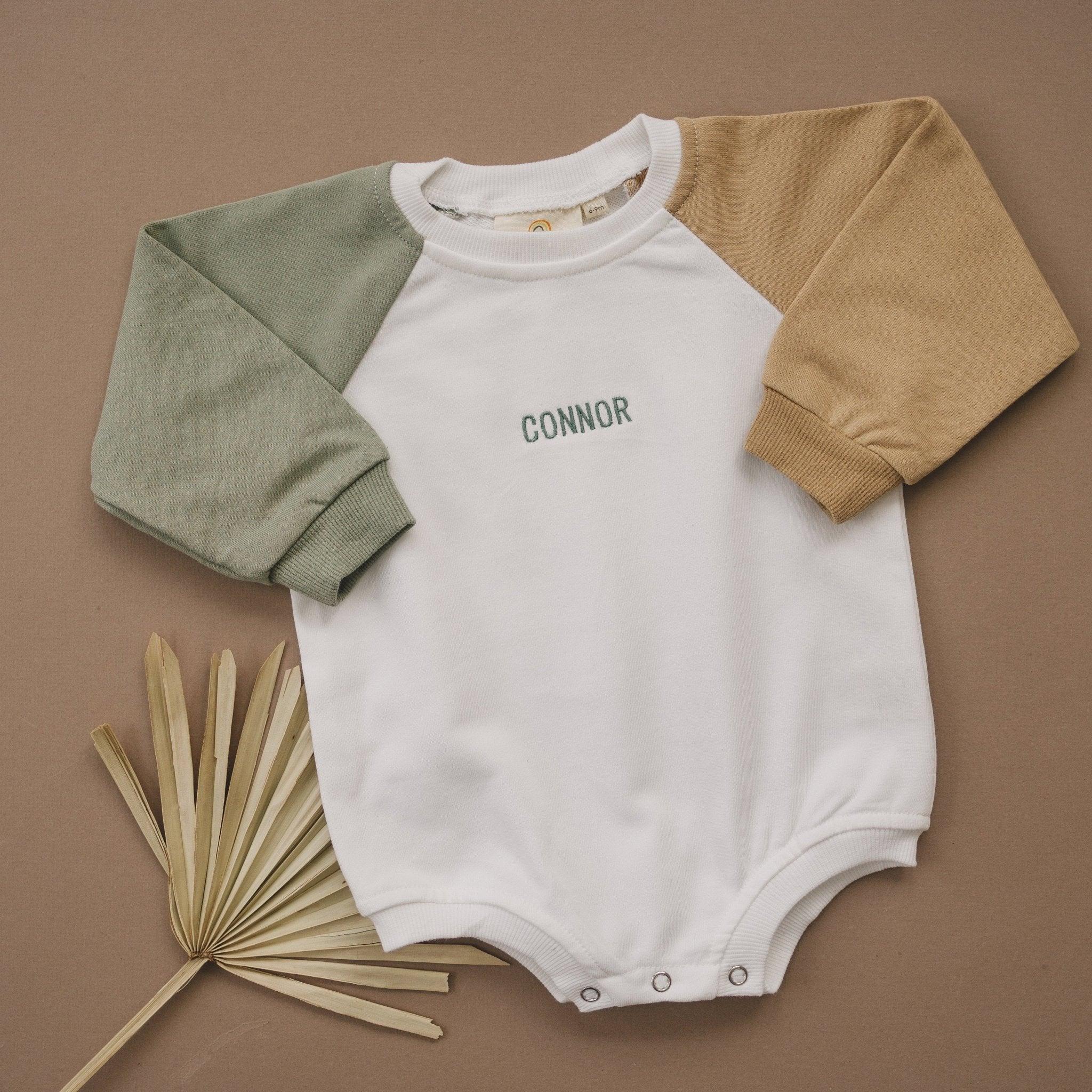 Custom Embroidered Colorblock Sweatshirt Romper