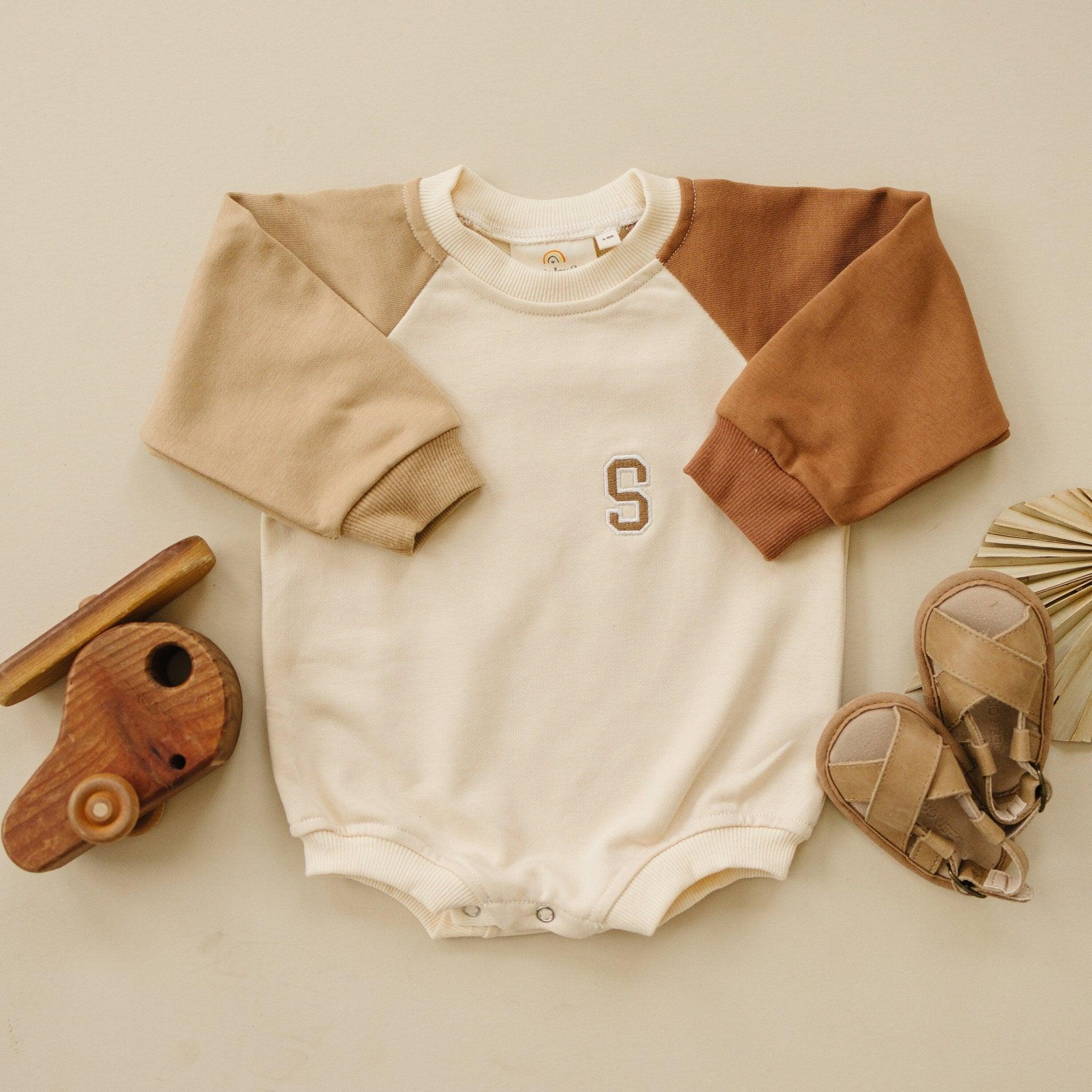 Custom Embroidered Colorblock Sweatshirt Romper