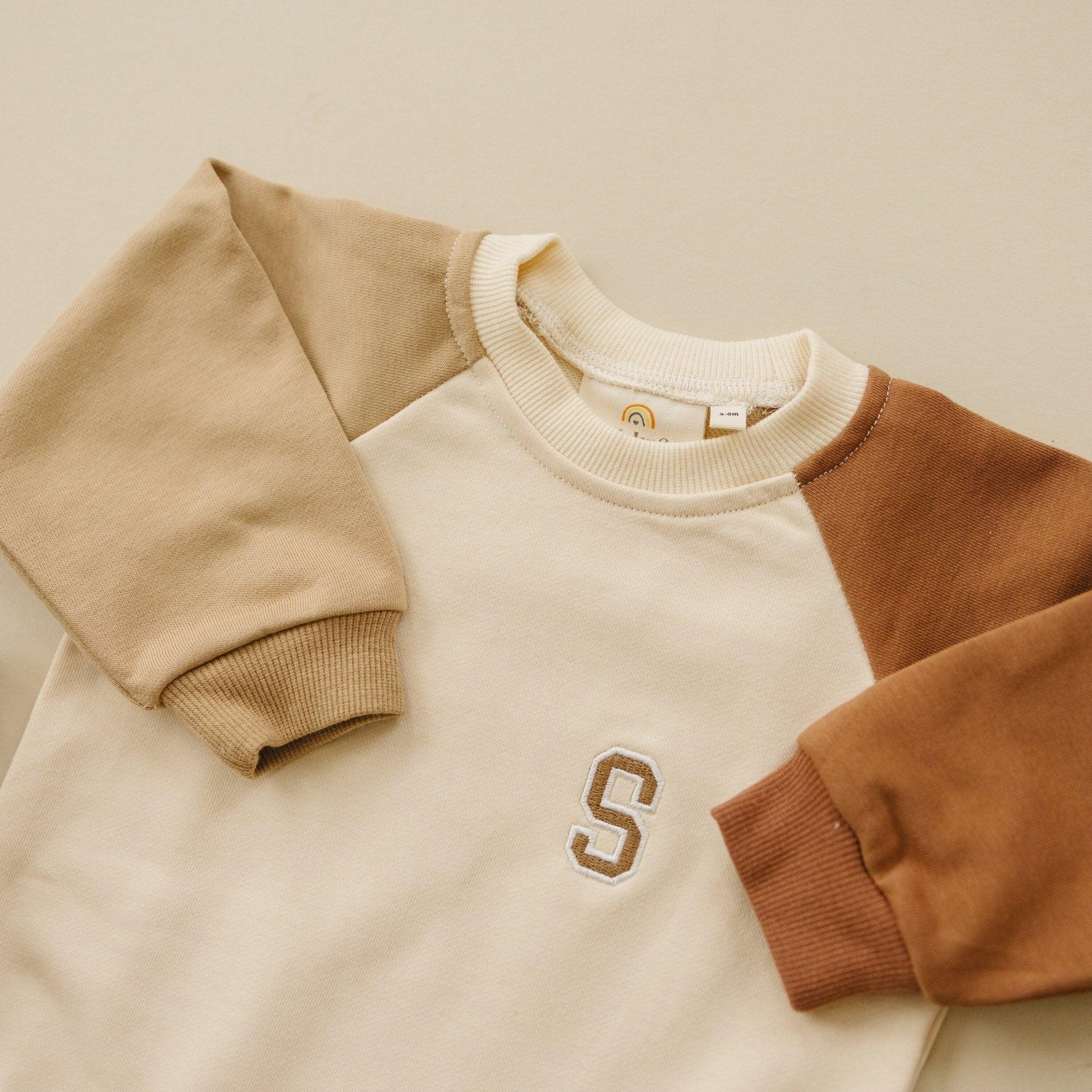 Custom Embroidered Colorblock Sweatshirt Romper