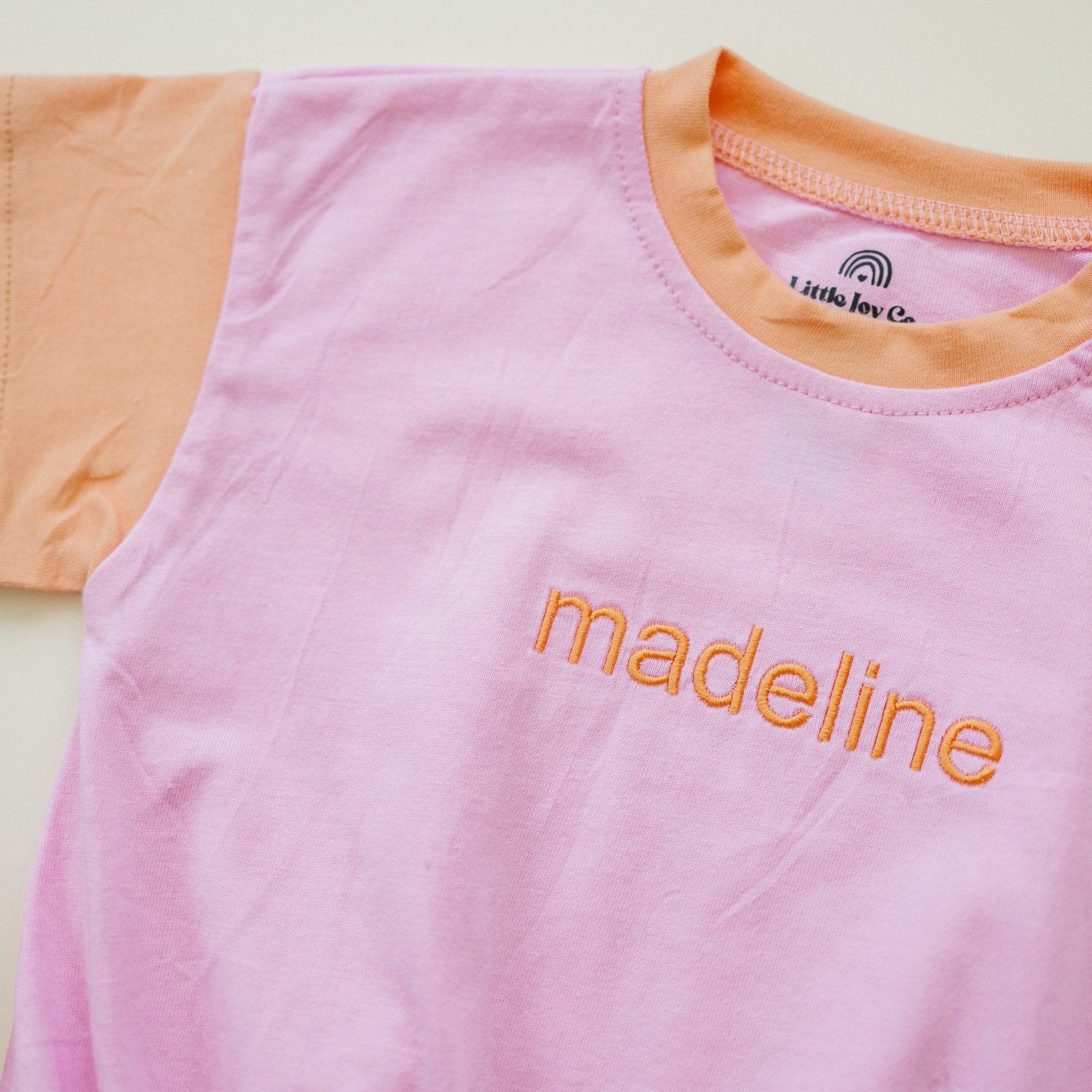 Custom Embroidered Colorblock T-Shirt Romper