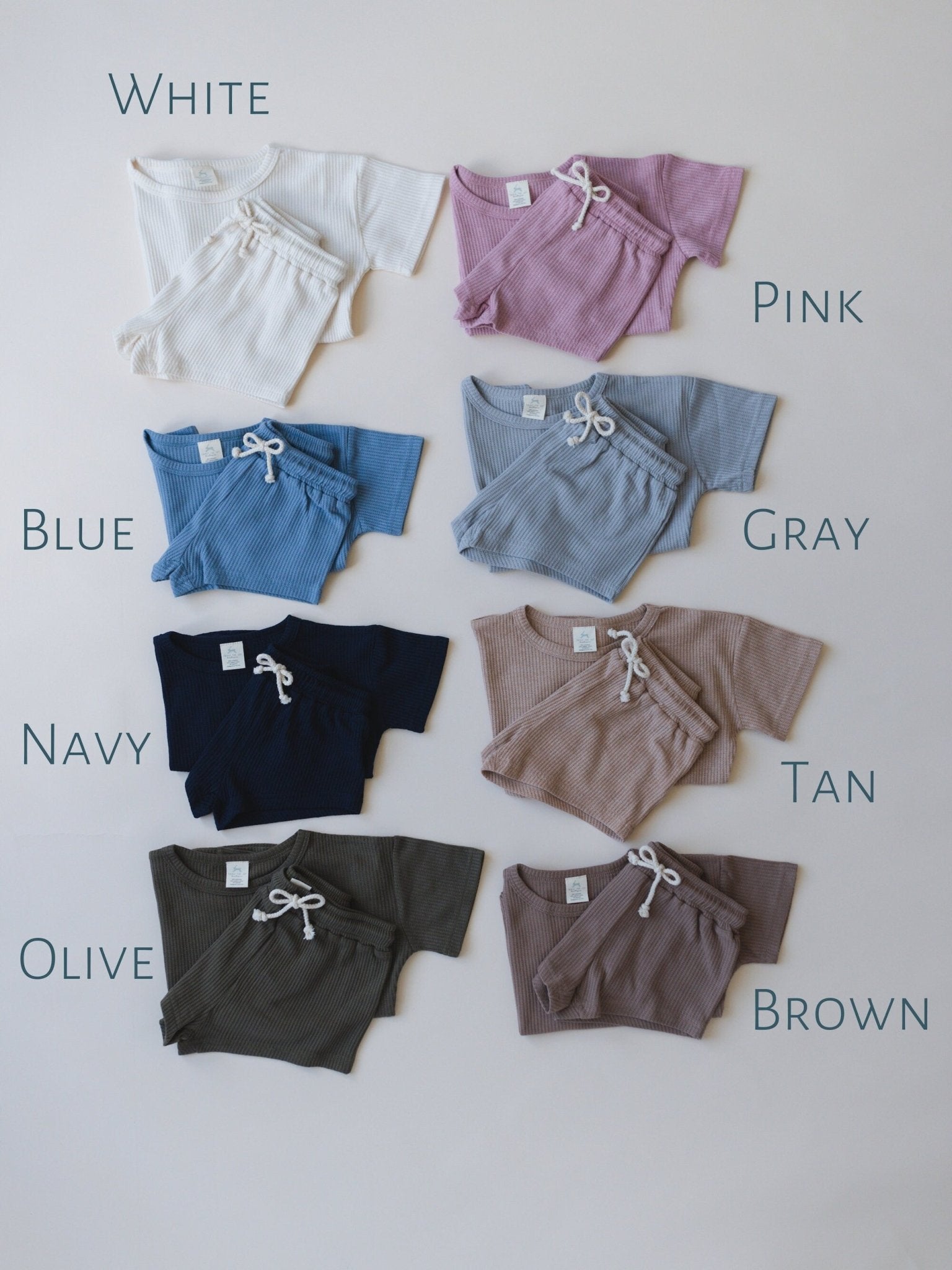 Custom Embroidered Waffle Knit Shorts Set - more colors