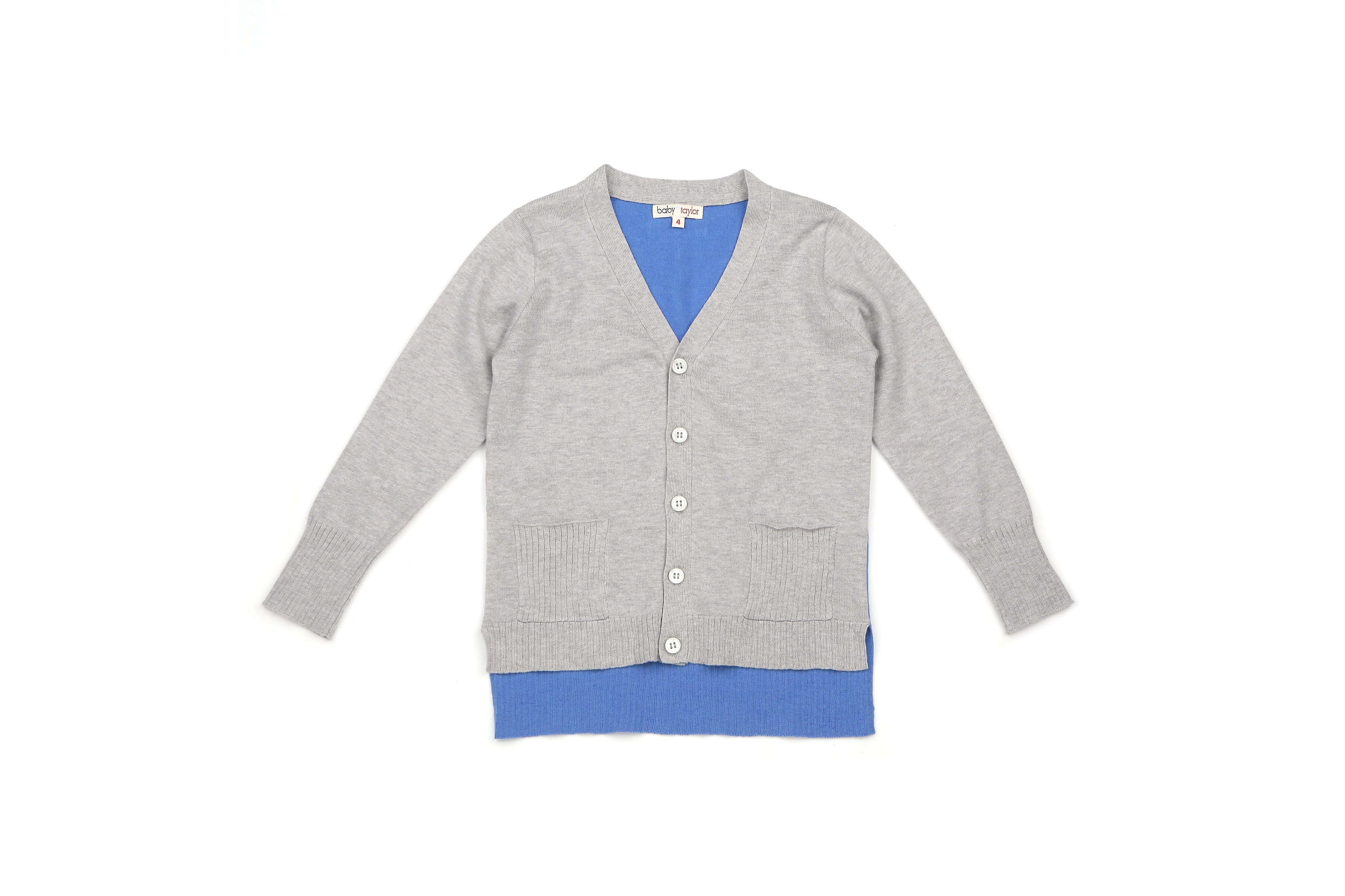 Sam Cardigan V Neck - Grey / Blue