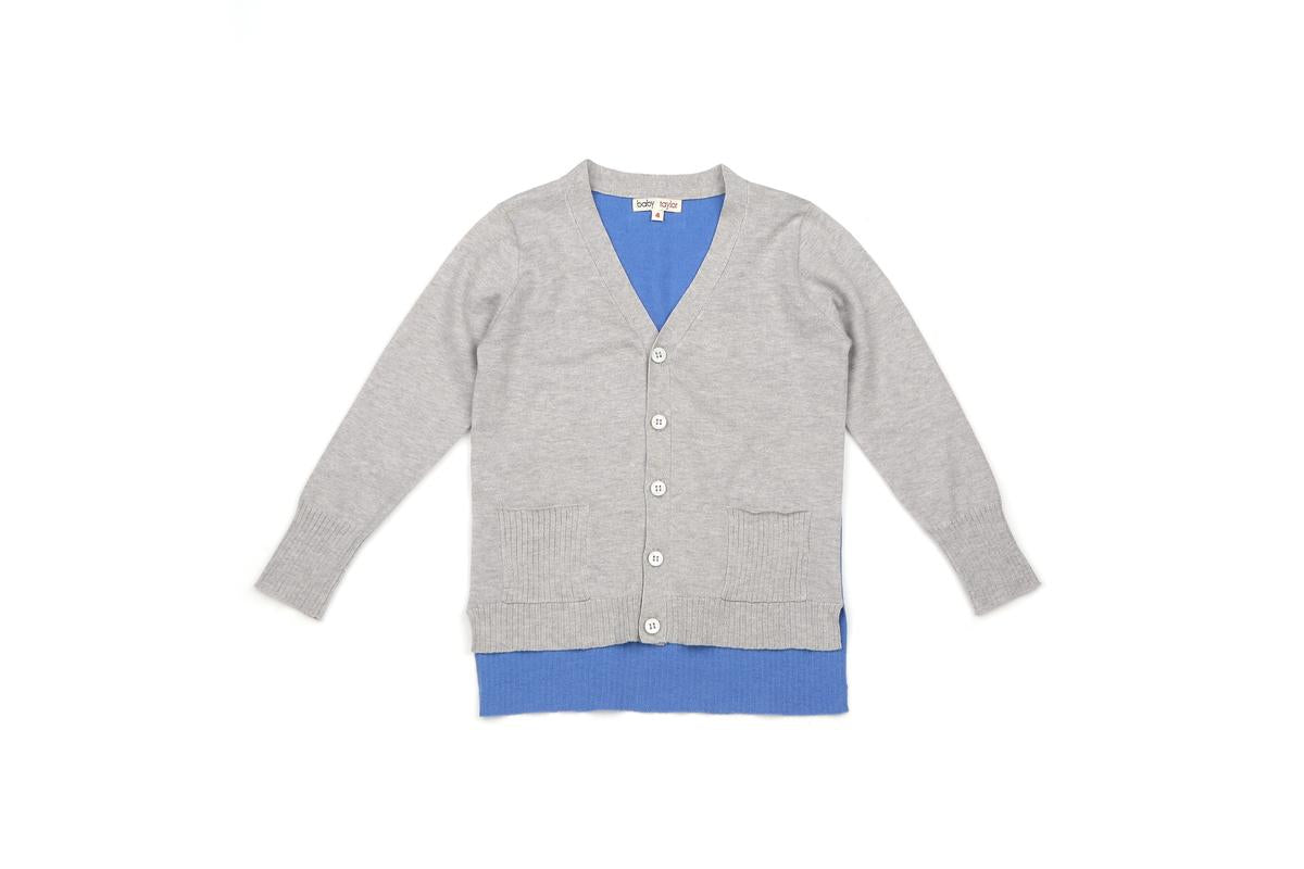 Sam Cardigan V Neck - Grey / Blue
