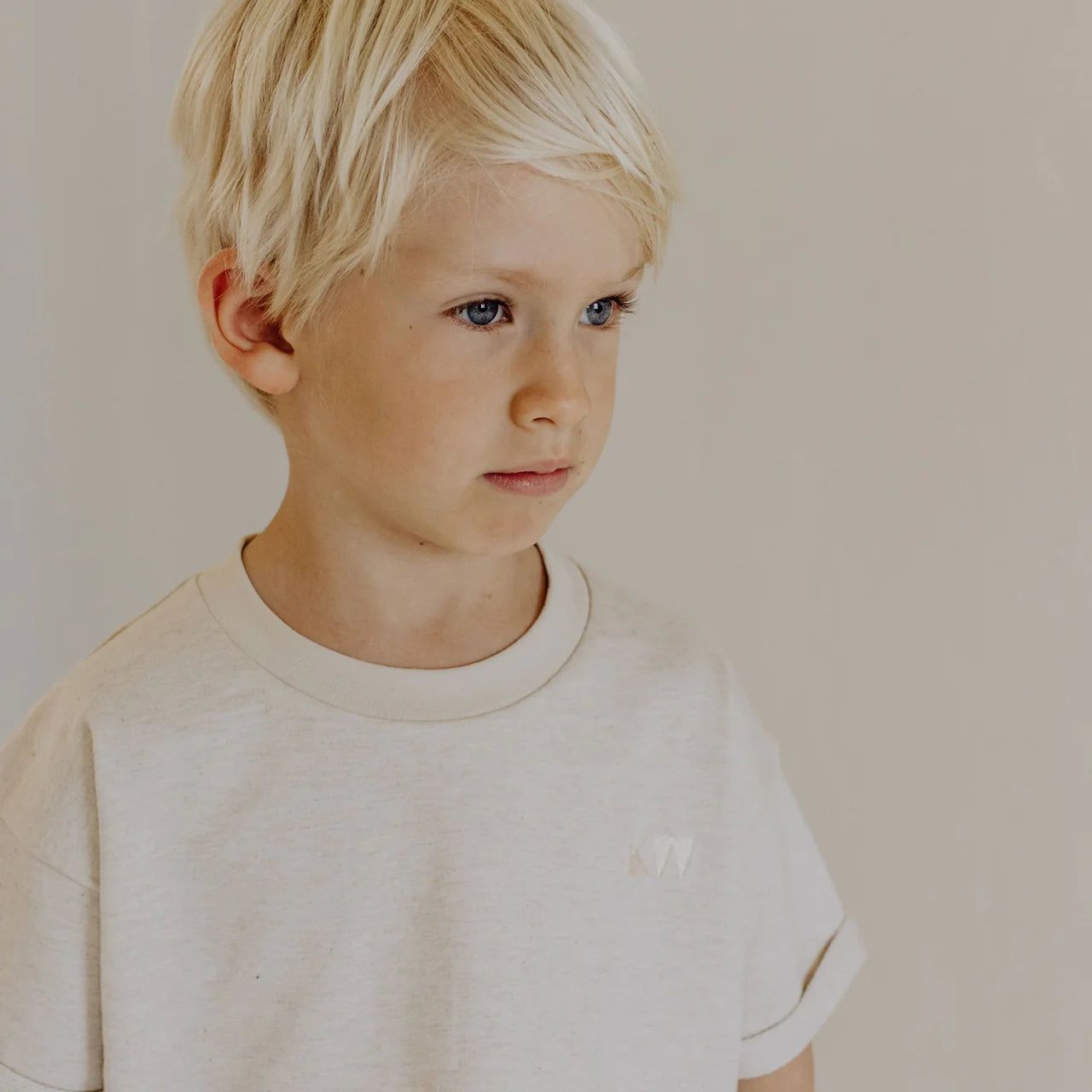 Organic Boxy Tee - Oatmeal Melange