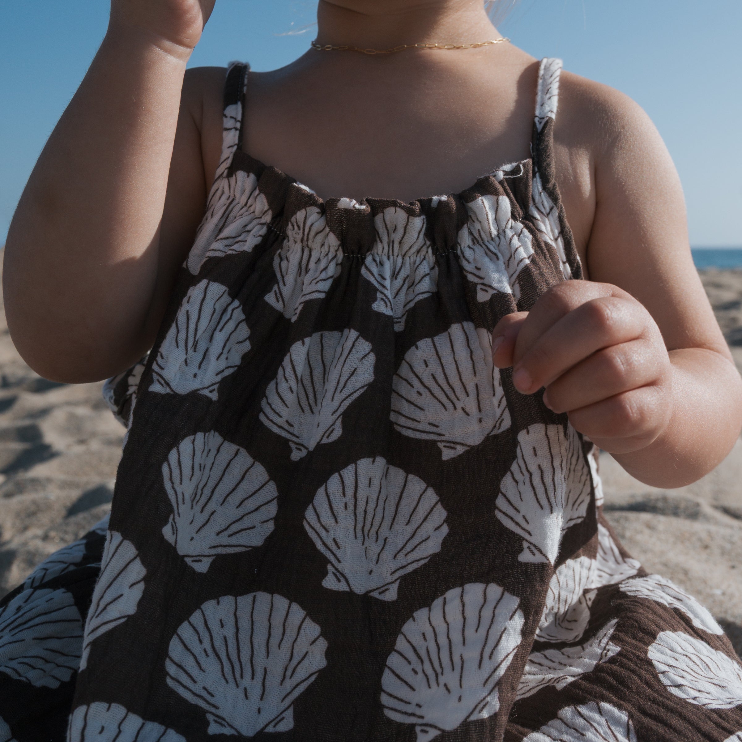 Child Muslin Sleeveless Dress | Seashells