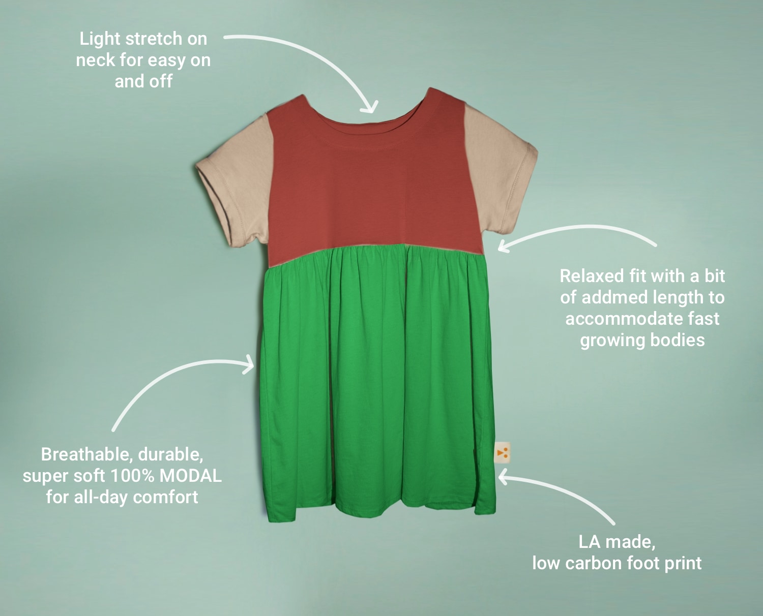 Organic Cotton Color Block Dress - Pali