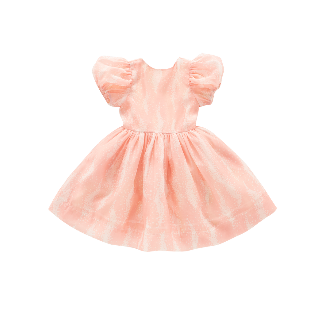 Fit & Flare Dress with Puff Sleeves - Pink