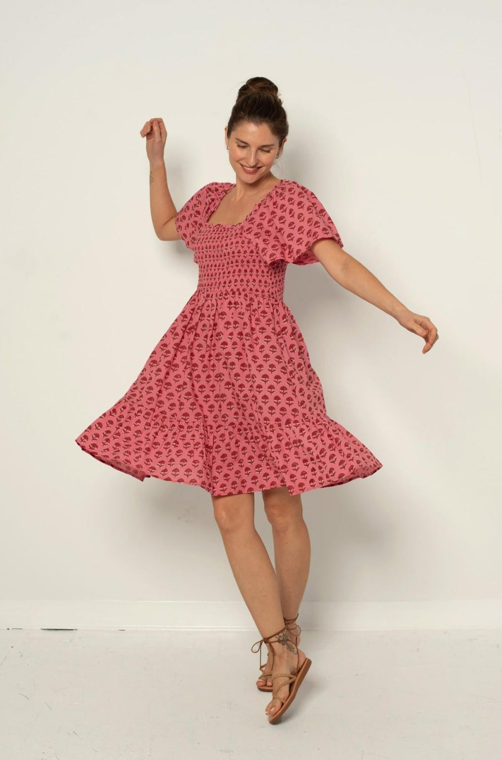 Delilah Dress - Red and Pink Hydrangea