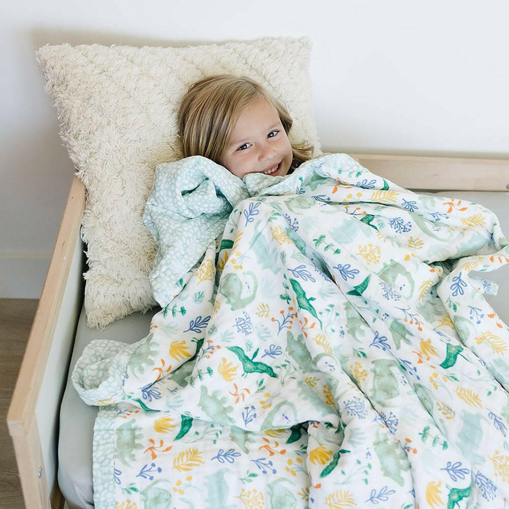 Dino Roar + Upscale Classic Muslin Super Snuggle Blanket Super Snuggle Blanket Bebe au Lait