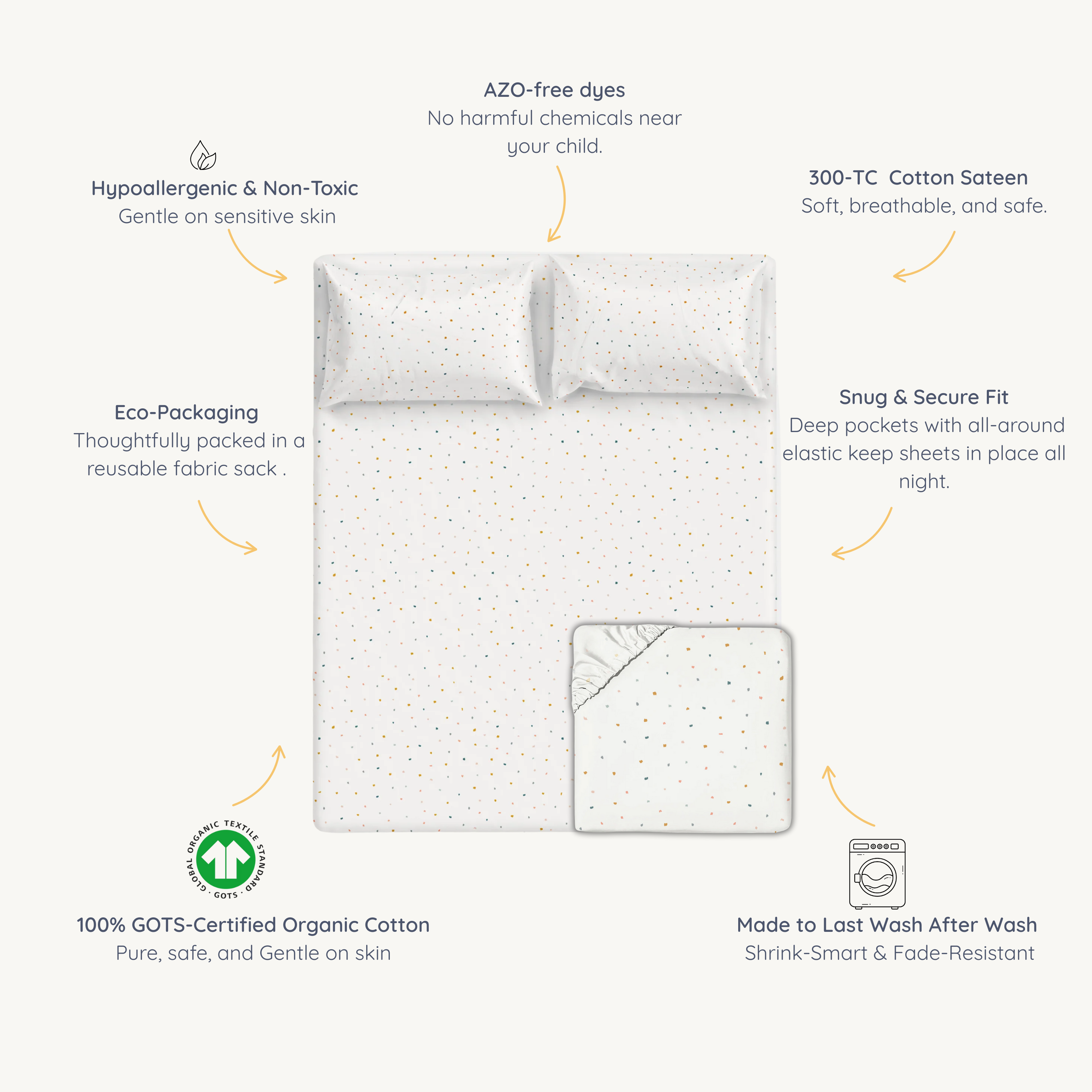 Organic Kids Fitted Sheet - Dotty