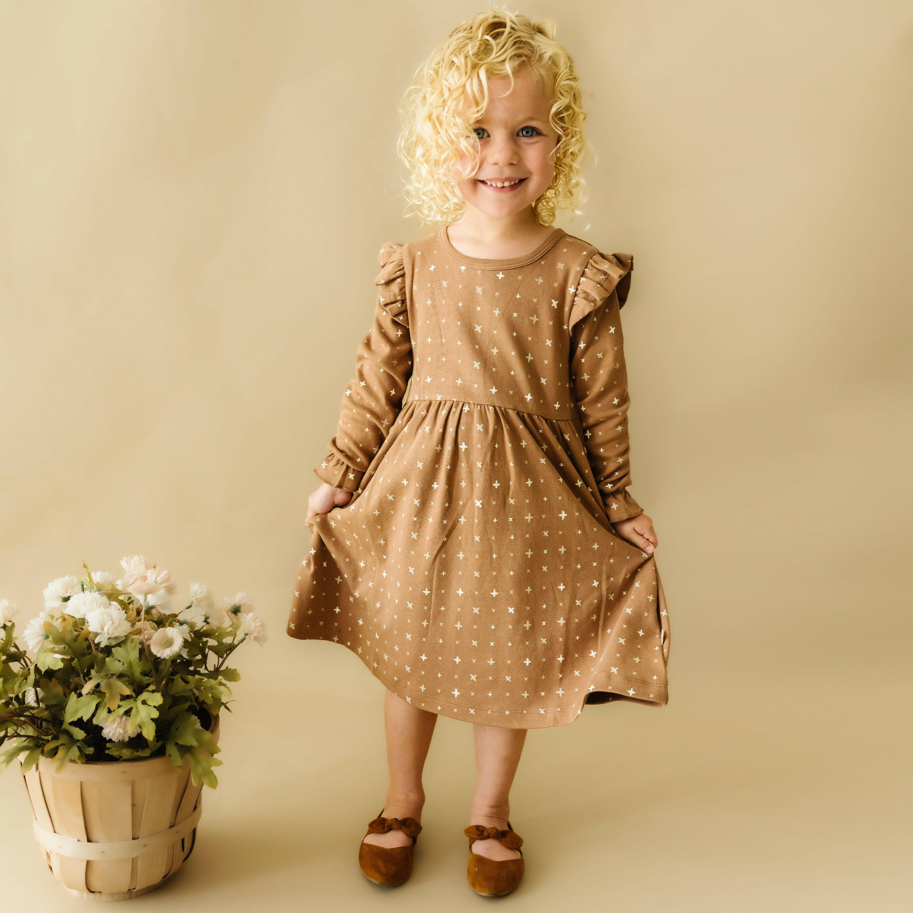 Organic Girls Ruffle Dress - Sparkle Ruffle Dress Makemake Organics