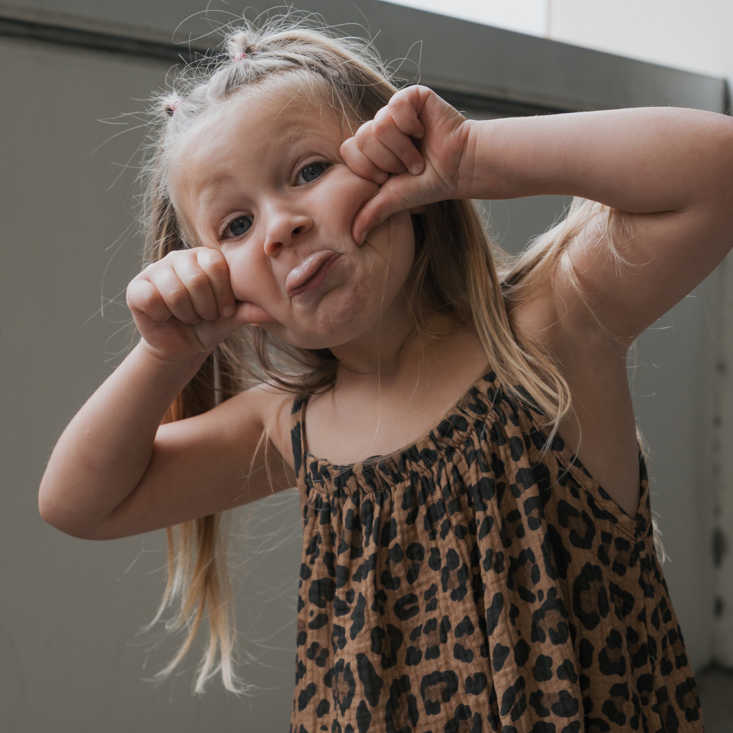 Child Muslin Sleeveless Dress | Leopard