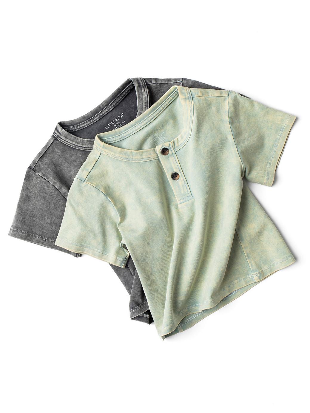 Jersey Henley Tee - Green Wash