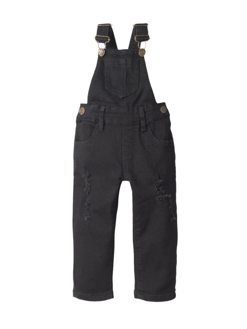 Baby Distressed Denim Overall - Black Wash