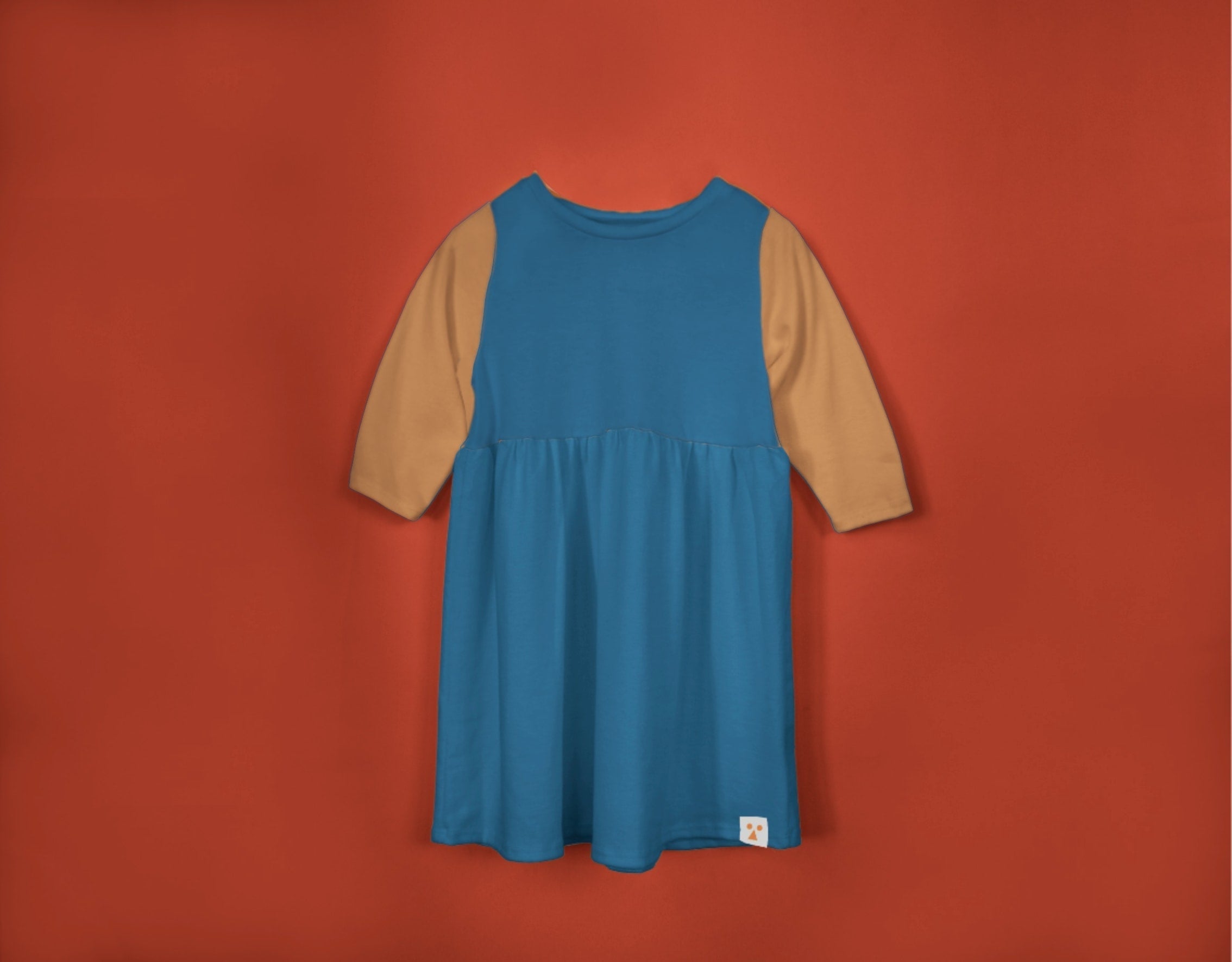 Long Sleeve Modal Two-Tone Dress - Pond