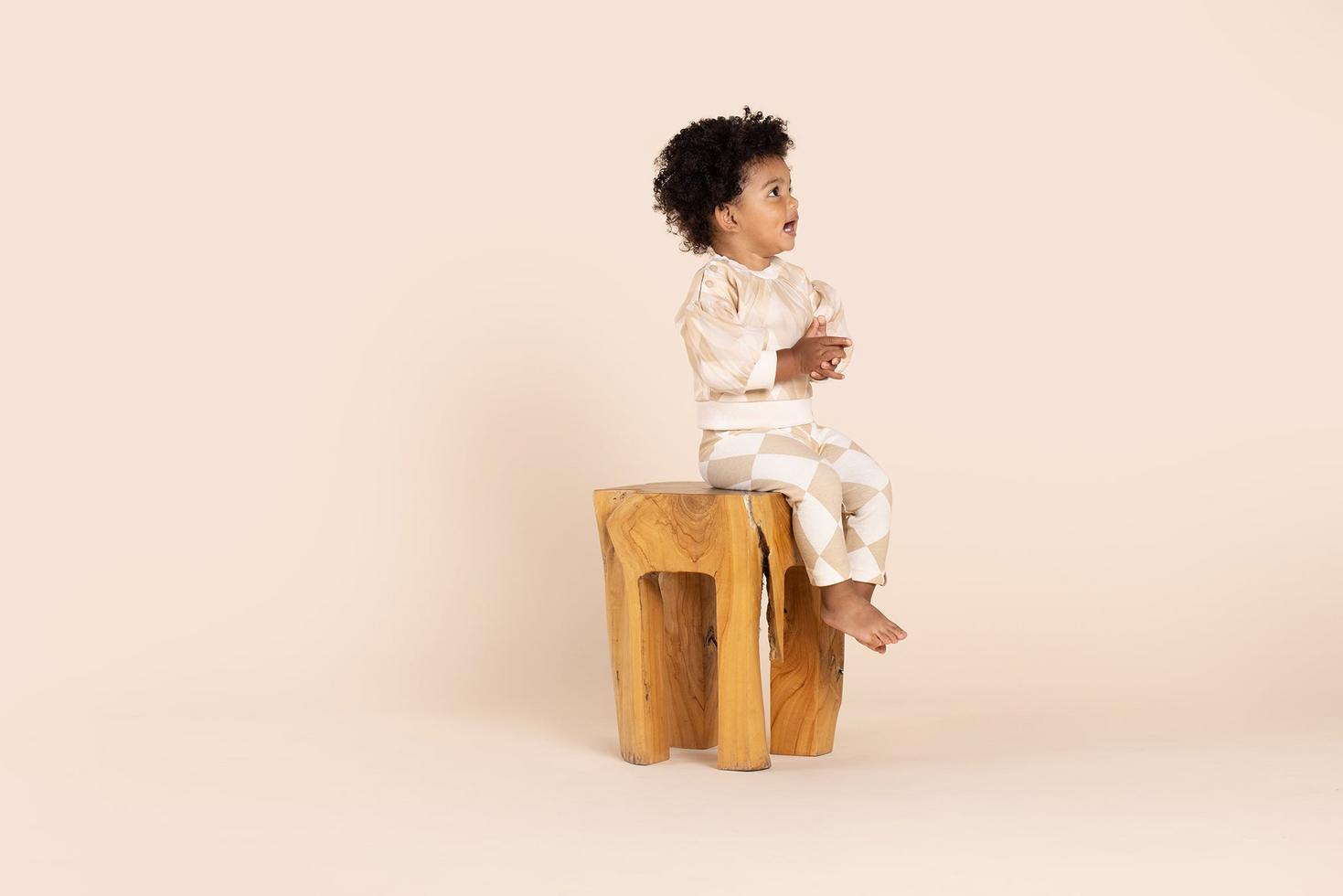 Baby Tulle & Terry Sweatshirt - Beige