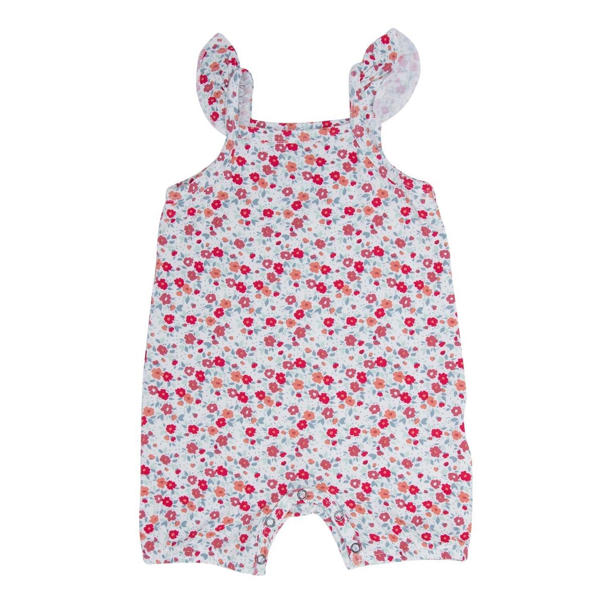 Flutter Sleeve Romper - Crimson Floral