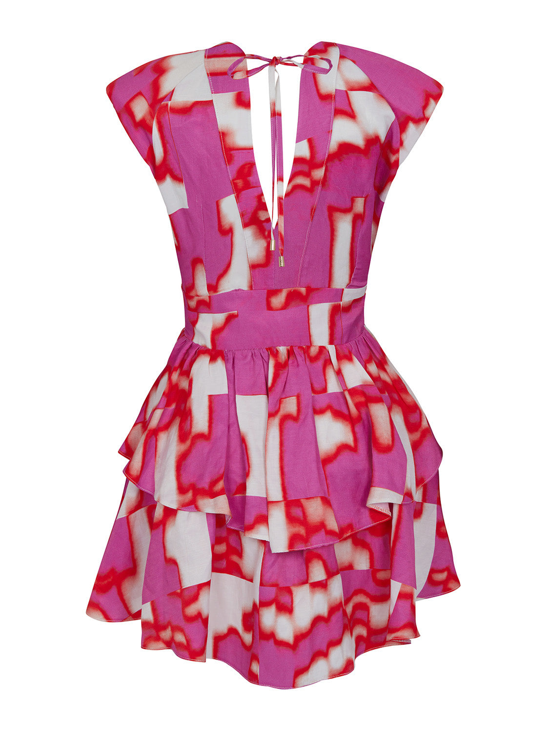 Flowy Printed Mini Dress - Multi-Colored