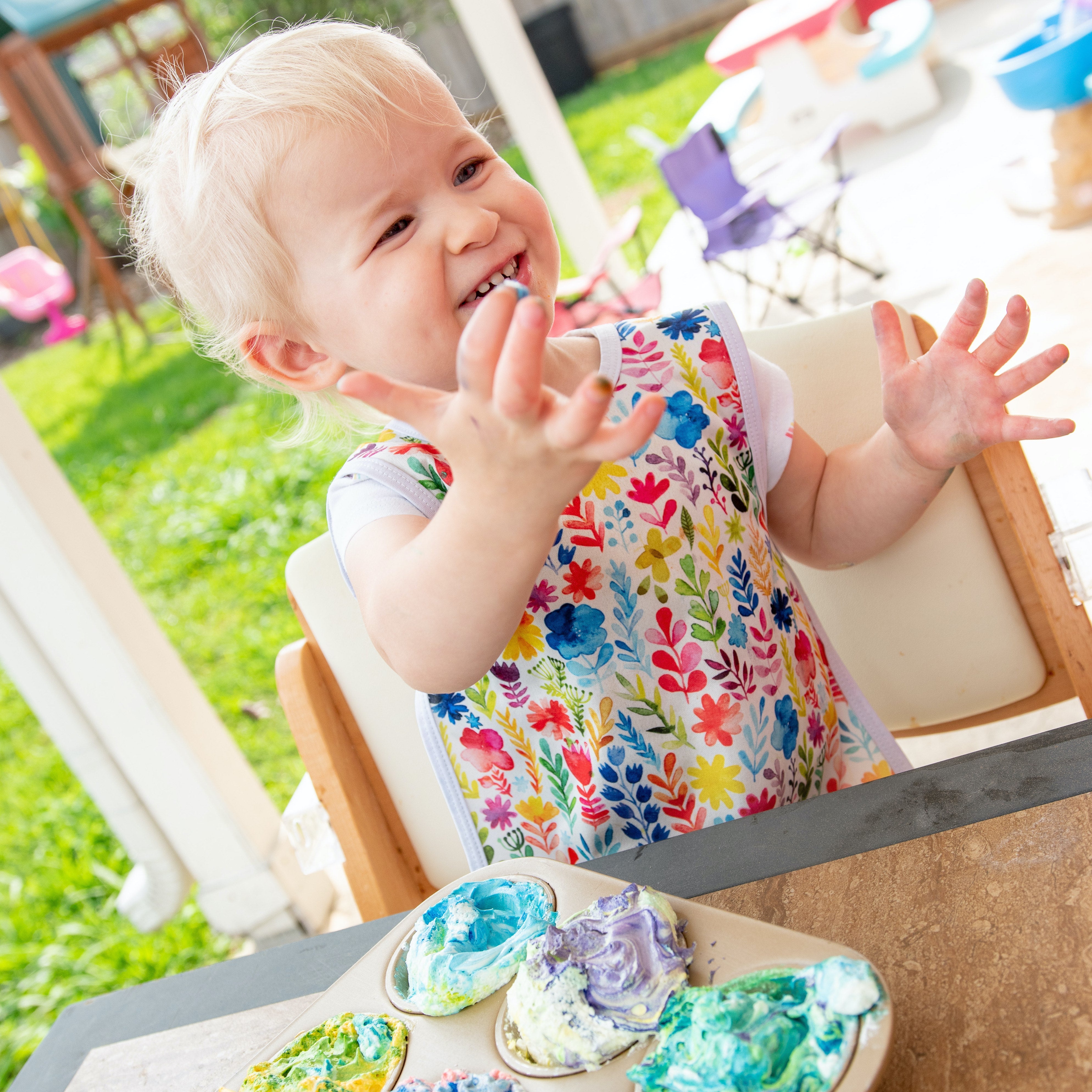 Rainbow Watercolor Floral Bapron