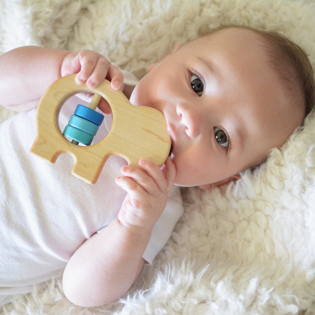 Elephant Wooden Baby Rattle