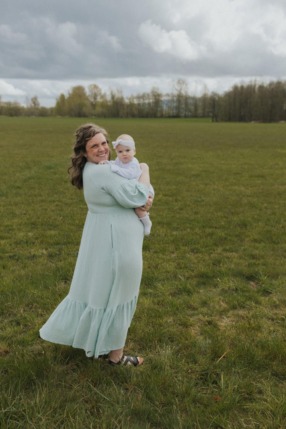 Eliza Maternity and Nursing Dress - Sage