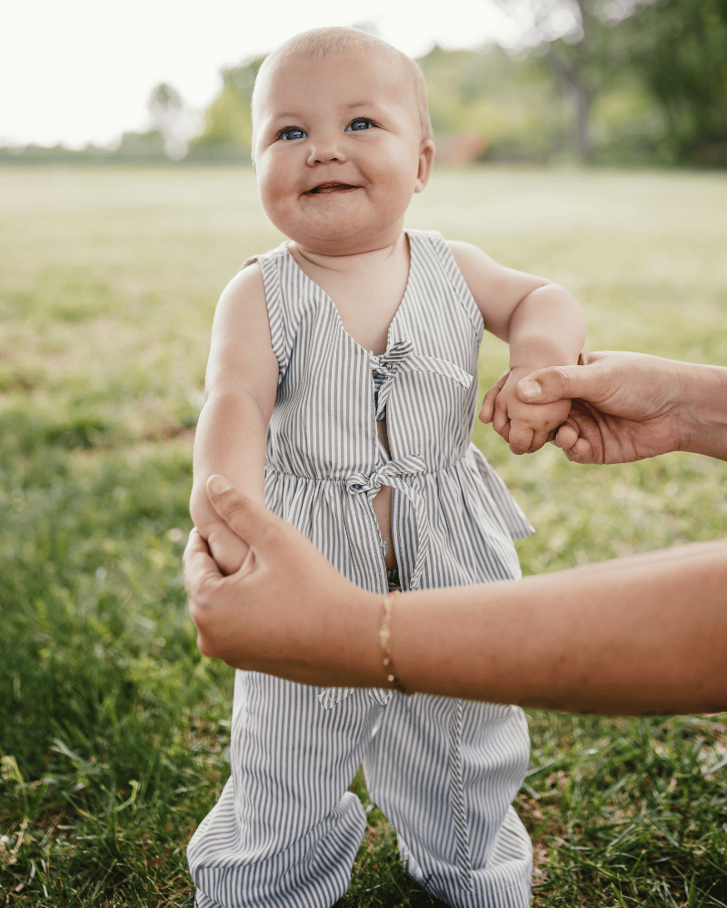 Elowen Tie Front Two-Piece Set - Oat Milk Pinstripe