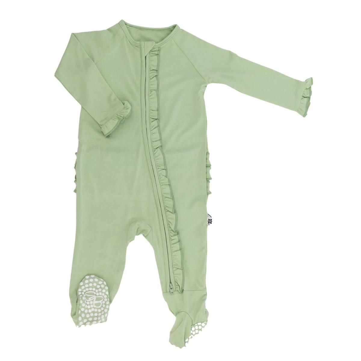 Ruffle Footie - Sage