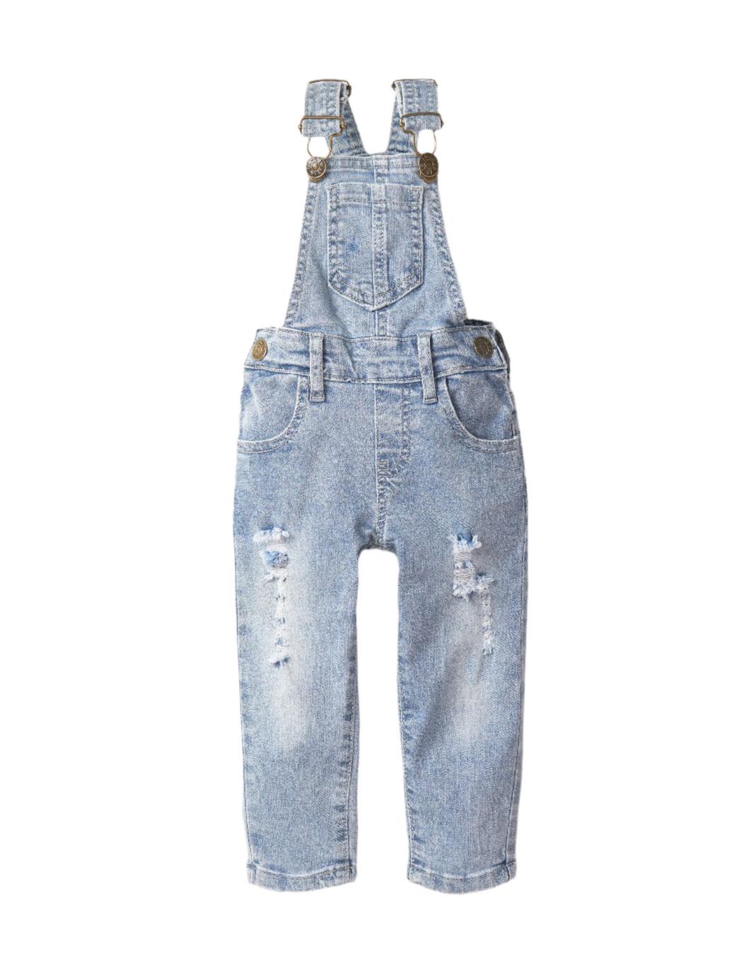 Baby Distressed Denim Overall - Light Wash