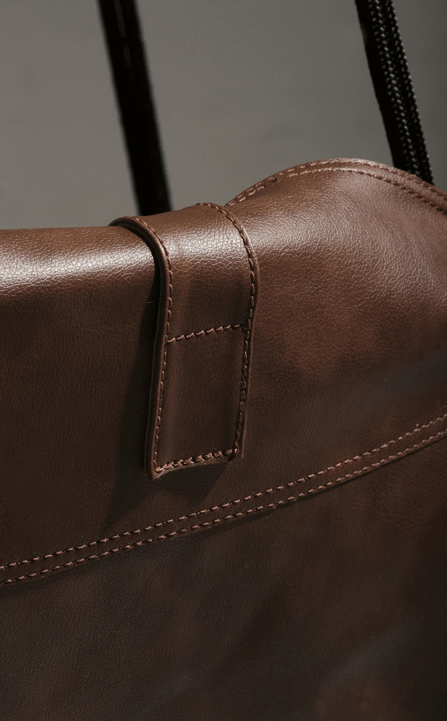 Faux Leather Round Hanging Chair Brown