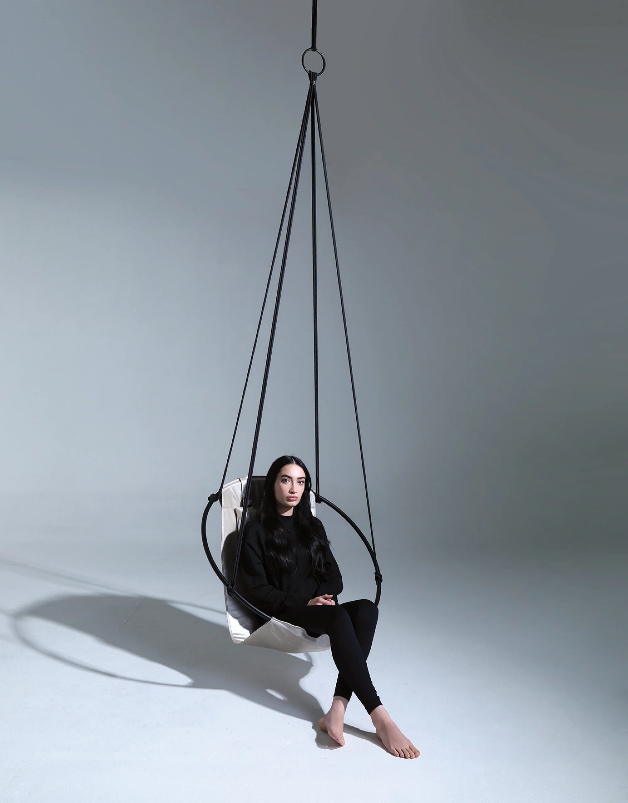 Faux Leather Round Hanging Chair Pearl