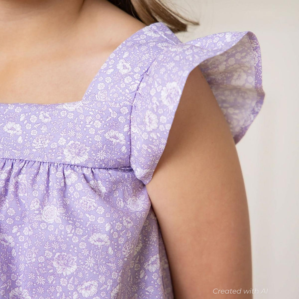 Faux Top Romper - Lavender Fields Floral