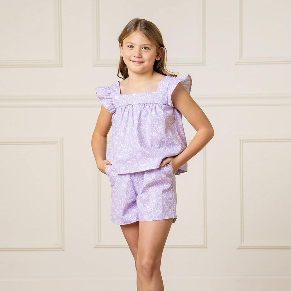 Faux Top Romper - Lavender Fields Floral