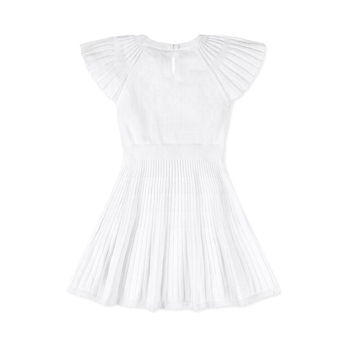 Organic Flutter Sleeve Sweater Dress - White Diamond Pointelle