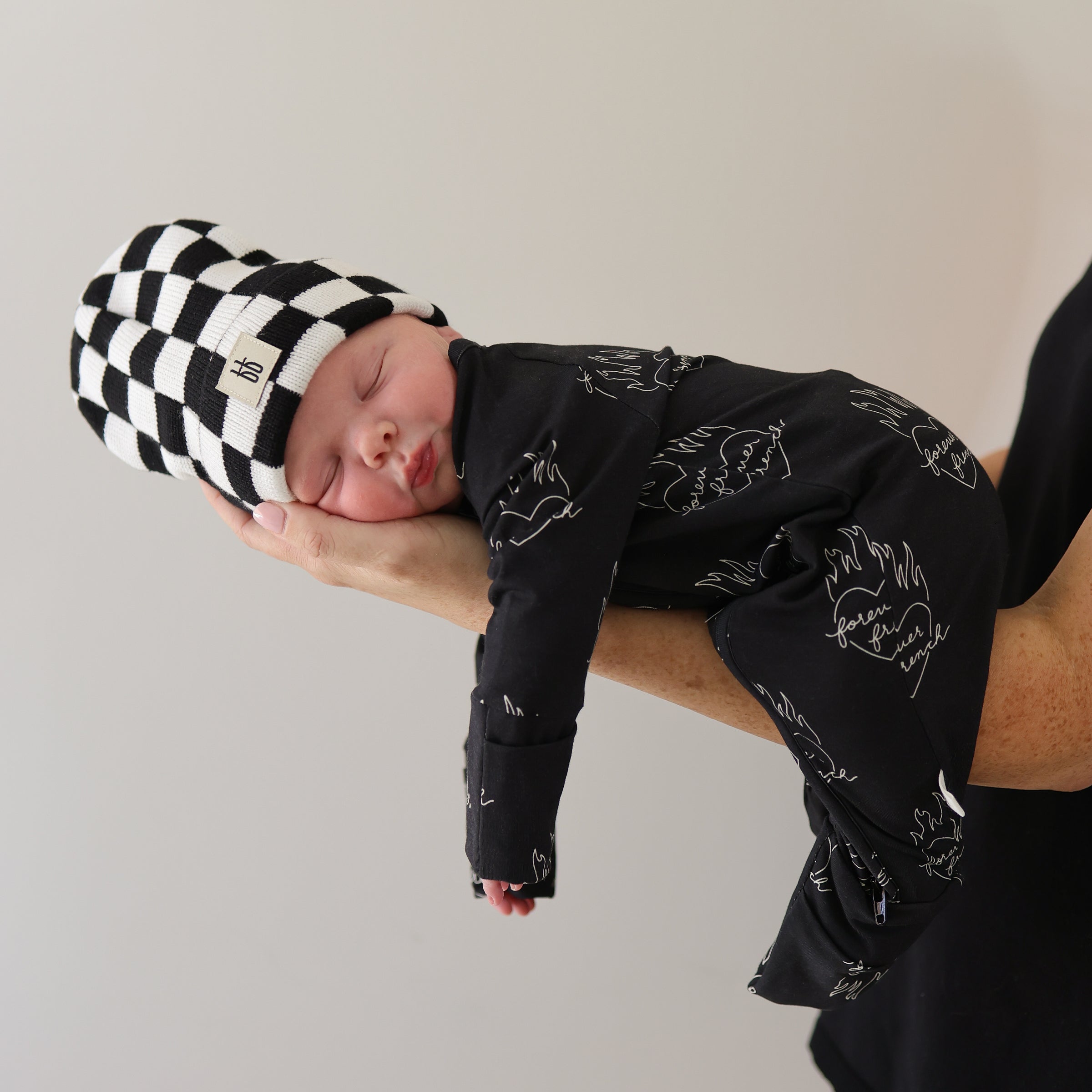 ff Knit Beanie | Black + White Checkerboard