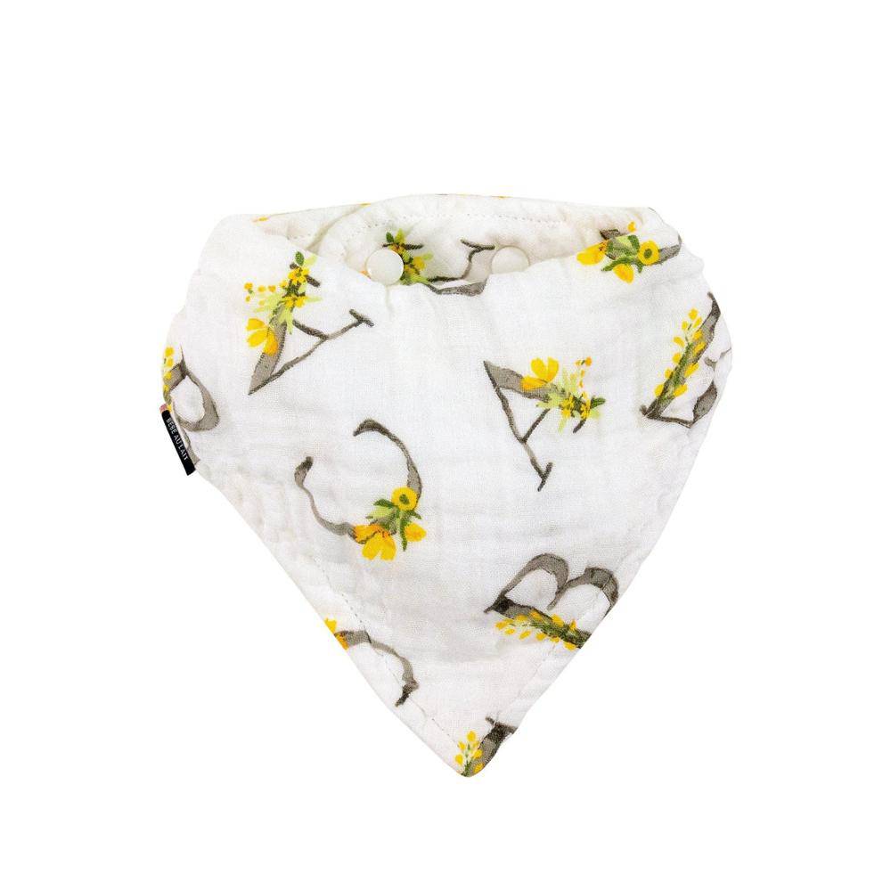 Floral Alphabet Oh So Soft Muslin Bandana Bib Bib Bebe au Lait